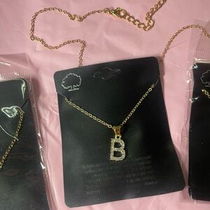 Gold Initial Necklace with Crystal Accents